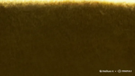 超现实主义，极简风格，羊毛毡，3D卡通，盲盒，镜头从一片昏暗环境的低机位地而镜头开始，缓缓前推并上升随着镜头的上升，画面中出现一张奢华的木桌，镜头继续上升拍摄到木桌之后昏暗的环境里坐着一个正对镜头的人，这个人长得微胖，穿着黑色西装、而部被一束顶光照亮、右胸口袋上插着一朵鲜红的玫瑰，惊奇的看着前方画面构图和明暗色彩类似《数父》，高细节，光线追踪，虚幻引擎渲染 by Hailuo AI Video Generator