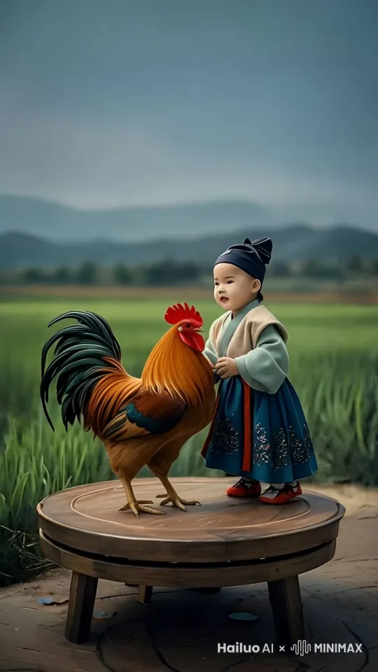鸡和人史诗般的暴力打斗场面，镜头跟随图片中的人和鸡拳打脚踢。快速暴力动作片，人和鸡的生死战，电影级，人和之拳打脚踢动作非常快速，鸡和人打出幻影。 by Hailuo AI Video Generator