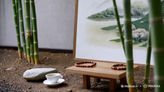 风格特点：宁静、淡雅、有深度。
禅意元素：竹林、茶杯、佛珠、山水画等，传递出宁静和淡泊。
色彩搭配：使用素雅的色调，如白色、淡灰色、浅棕色或淡绿色。
示例：
一幅山水画，搭配简单的禅意文字，如“岁月静好”。
一张茶杯放在竹林背景前的照片，整体色调简洁、素雅。 by Hailuo AI Video Generator
