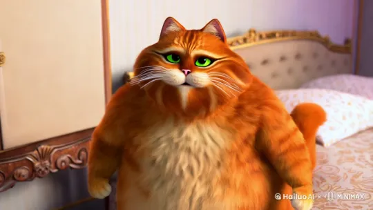 大肥橘猫从床上爬起来，慢悠悠地走到衣柜前，打开柜门，里面挂满了各种校服。它费了好大的劲，才把自己圆滚滚的身体塞进校服里，扣子扣得歪歪扭扭。接着，它又戴上了校帽，对着镜子左看右看，满意地点点头 by Hailuo AI Video Generator