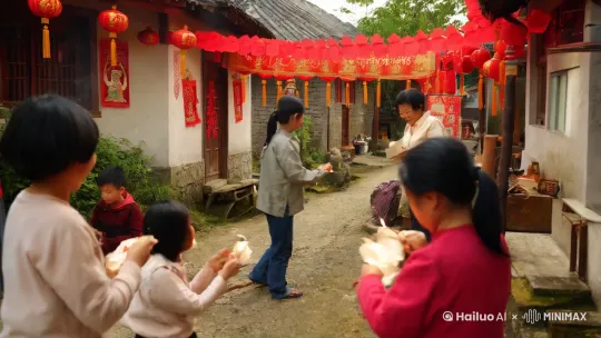 北方小年，又称“祭灶节”，源自古代对火神的敬仰。腊月二十三或二十四，家家户户都会忙碌起来，清扫灶台，贴上新灶王爷画像，以糖果、糕点祭拜，祈求灶王爷“上天言好事，下界降吉祥”。这一天，孩子们欢天喜地放鞭炮，大人们则忙着剪窗花、贴对联，准备迎接新年的到来。这些传统习俗，让小年充满了浓厚的节日氛围，家家户户欢聚一堂，共享天伦之乐。让我们一起传承这份美好，共度温馨小年。 by Hailuo AI Video Generator