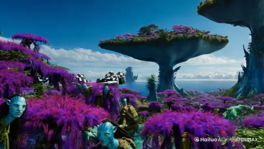 On a fantastical planet Pandora, the azure sky intertwines with dense purple forests, and magnificent floating islands hover in the air, surrounded by mysterious creatures and glowing plants. The human army pilots giant mechanical armors, their metallic shells flashing with cold silver light, traversing this alien landscape like colossal beasts. The armors are embedded with precise weapon systems, the rumbling sounds deafening, shaking the entire forest; the soldiers, fully armed, gaze resolutely, prepared for resource extraction. In the distance, the silhouettes of the indigenous people hide among the trees, watching the invaders with anger and fear, alongside them, strange creatures roar alertly, seemingly rising to fight to protect their homeland. The entire scene is filled with a tense atmosphere, the conflict between technology and nature interwoven, showcasing the intense clash of technology and ecology. Movie still photography, classic film Avatar ambiance. delicate skin texture,16K,UHD,Best quality,ultra-detailed,high resolution,hyper detailed,hyper realistic,cinematic style,Aerial view::1000,James Cameron::1000, --ar 9:16 --v 6.1 --c 59 --weird 1469 --stylize 543  --no Animation,blur,distortion,deformity,low quality,collage,grainy,logo,abstract,illustration,computer-generated,twisted by Hailuo AI Video Generator