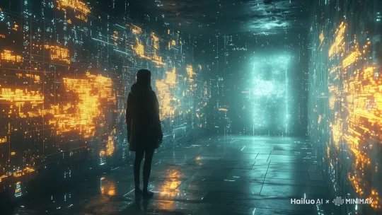 Digital erasure effects, surveillance footage glitches, AI manipulation visualization, empty apartment, disappearing social media posts, corrupted data aesthetic by Hailuo AI Video Generator