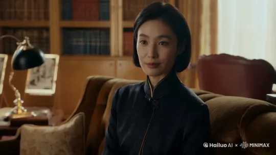生成一个中国年轻知性漂亮短发的知性女士，在晚上书房的沙发上上，对着镜头讲话 by Hailuo AI Video Generator