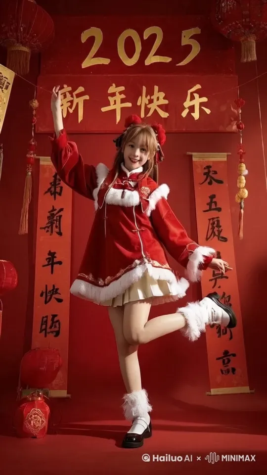 少女开心的跳舞舞蹈优美动人又可爱撒娇的样子，动作流畅自然。特效渲染 by Hailuo AI Video Generator