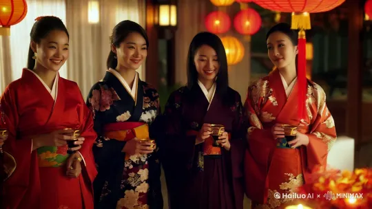八个东方年龄二十美女来拜年 by Hailuo AI Video Generator