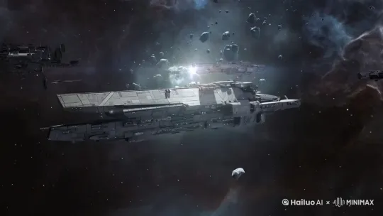 星系战争，爆炸的舰船 by Hailuo AI Video Generator