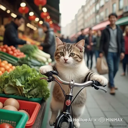 猫咪说买两斤菜 by Hailuo AI Video Generator