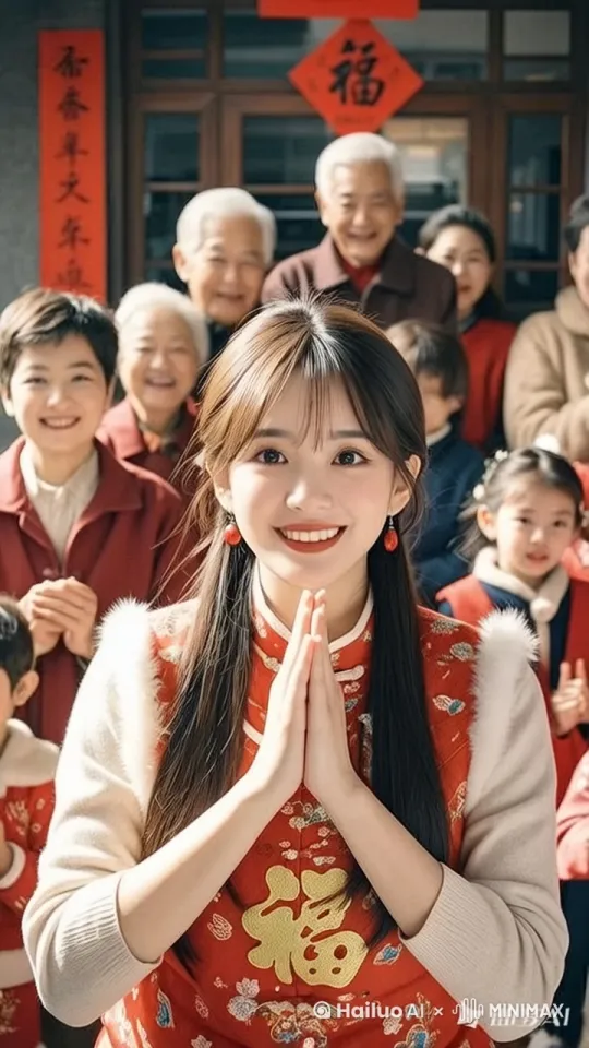新年祝福大家齐唱新年快乐 by Hailuo AI Video Generator