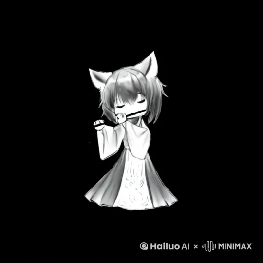水墨风格，卡通小人，吹横笛 by Hailuo AI Video Generator