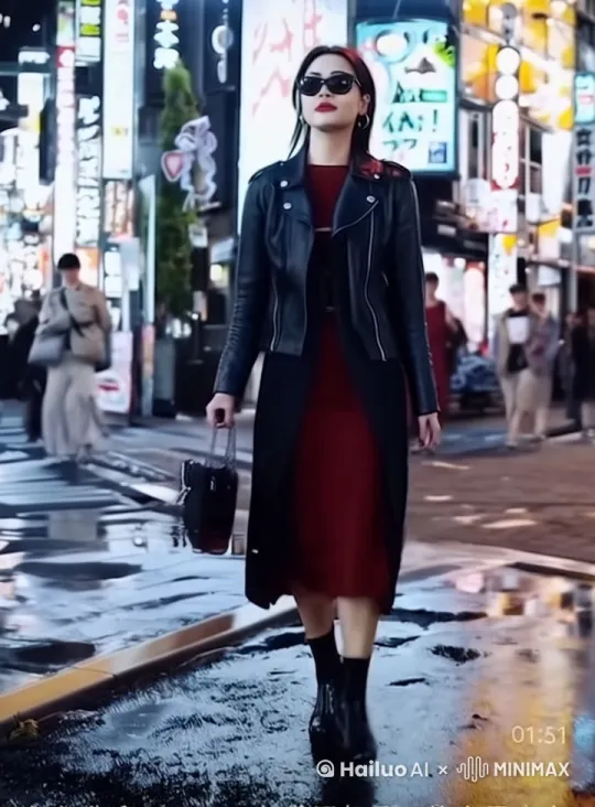 walking in the street, put off the glasses while walking, the smile to the left by Hailuo AI Video Generator