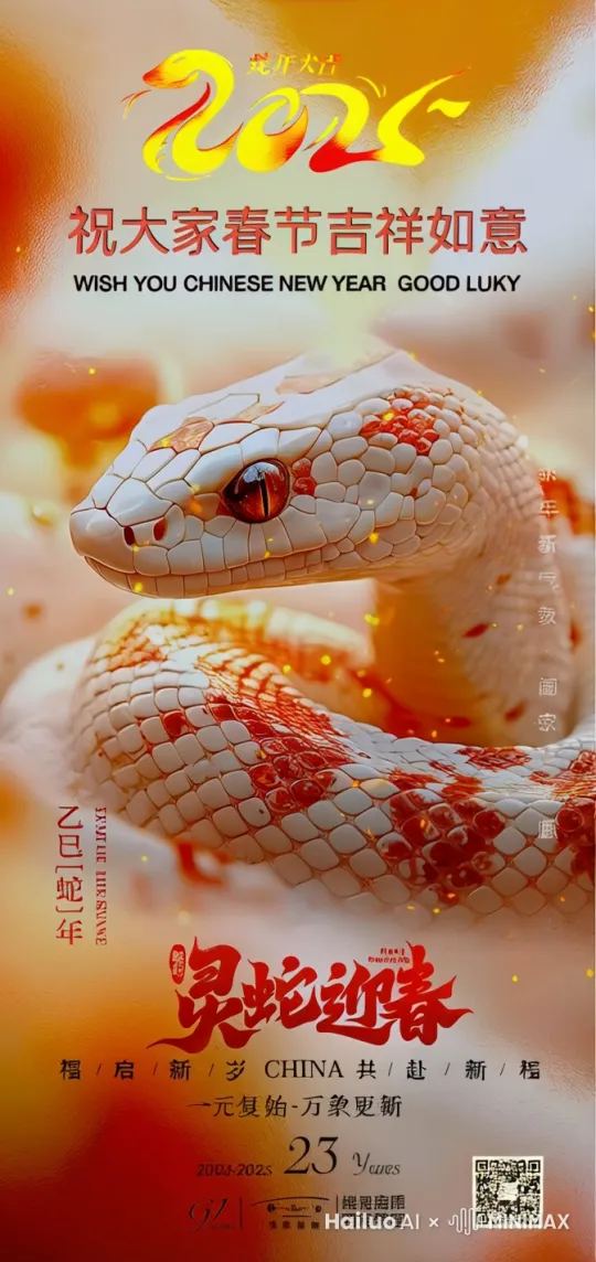 蛇年中的蛇有腾飞动感的效果 by Hailuo AI Video Generator
