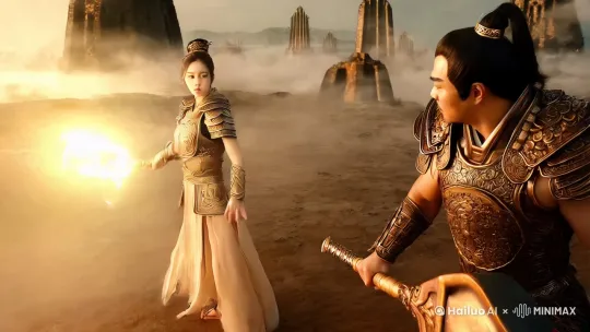 女娲和盘古正在进行长达一分钟的激烈战斗 by Hailuo AI Video Generator