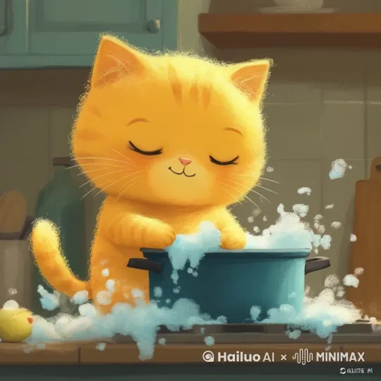 吃完饭后 一个人洗完 洗得很开心 by Hailuo AI Video Generator