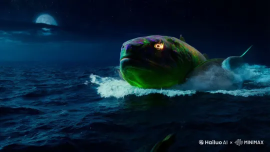 深海巨兽，海面追逐 by Hailuo AI Video Generator