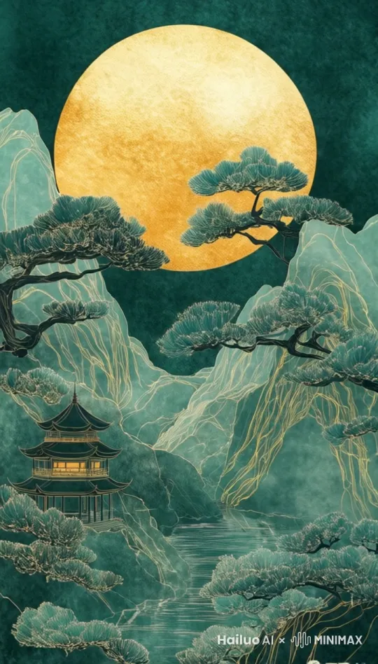 月亮漂移，溪水流动 by Hailuo AI Video Generator