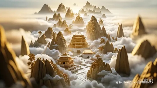 镜头往前推，云雾翻滚，日落光线变暗，然后镜头翻滚变为月光笼罩大地，银河，彗星在其中缓慢移动 by Hailuo AI Video Generator