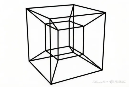四维空间中的一个几何体可以被称为超立方体（tesseract)。它是一个四维立方体，类似于三维立方体在四维空间中的扩展。
. 超立方体有16个顶点、32条边、24个面和8个三维立方体作为其"表面"。 by Hailuo AI Video Generator