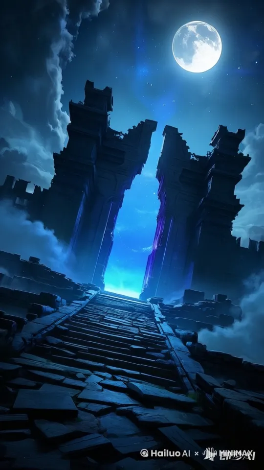旋转推镜头，打开时空之门，烟雾缭绕 by Hailuo AI Video Generator