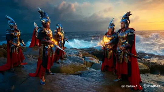 圣斗士星矢打海怪。 by Hailuo AI Video Generator