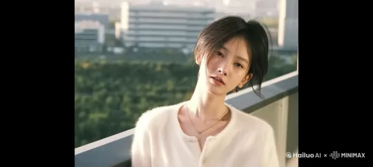 图片中的女孩被两根细长且光滑的黑色丝带勒紧脖子，一根勒紧她脖子的上部分部分往右拉扯，另一根勒紧她脖子的下部分并往左拉扯。她窒息挣扎 by Hailuo AI Video Generator