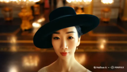 港片运镜,身穿白色晚礼服缓缓走来 by Hailuo AI Video Generator