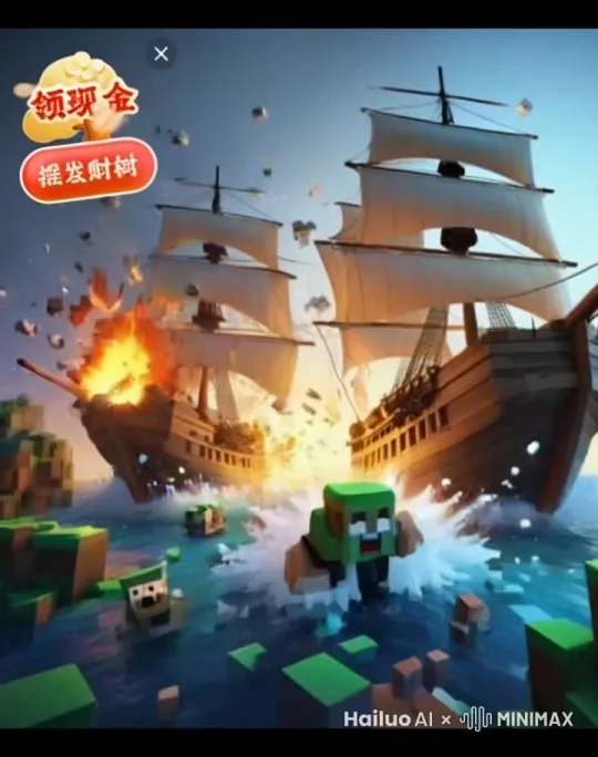 两条大船在海战 by Hailuo AI Video Generator