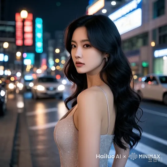 女性背对镜头，然后慢慢转身，微微一笑。背景的车缓缓驶过。 by Hailuo AI Video Generator