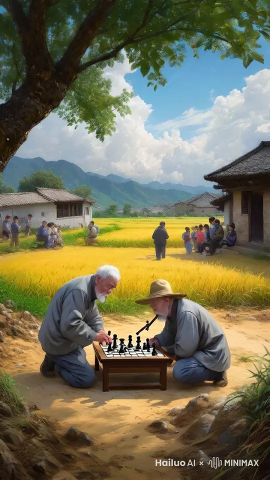 一个宁静而富有生机的中国农村村口。 村口的一片空地上，两个大爷正专注地下着象棋，突然两位大爷赤手空拳，展开了一场精彩绝伦、夸张至极的打斗。他们的拳脚如闪电般迅猛，每一次击打都伴随着震撼人心的风声，仿佛空气都被撕裂了一般。两人的打斗场面异常激烈，拳影交织，腿影翻飞，仿佛是一场无声的交响乐。他们的每一招每一式都充满了力量与美感，让人目不暇接，叹为观止。
然而，这场打斗虽然精彩，但却显得有些鸡肋。因为两人实力相当，谁也无法轻易击败对手。他们你来我往，打得难解难分，仿佛陷入了一场无尽的循环。
就在众人以为这场打斗将无法分出胜负时，突然，其中一人猛地跃起，凌空踢出一脚。这一脚势大力沉，仿佛能够踢碎一切。另一人见状，急忙侧身躲避，但依然被这一脚的余风扫中，身形不稳，踉跄后退。
跃起的那人趁机追击，连续打出数拳，每一拳都准确无误地击中对手的要害。最终，在一声震耳欲聋的轰鸣声中，对手倒在了地上，再也无力起身。 by Hailuo AI Video Generator