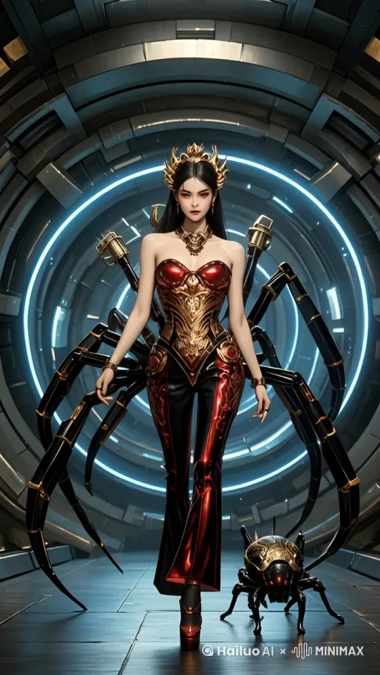 8k，高清，面部清晰，模特自信行走，蜘蛛爬行，动作表现自然，正常速度，镜头跟随 by Hailuo AI Video Generator