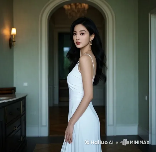 美女在展示自己的姿态，身体转向镜头走来，可以转个身，动作自然流畅，极致细节。人物脸部不变形。清晰自然，不模糊，高质量，没有瑕疵，画面主体动态呈现，动作自然流畅，环境光，符合逻辑，极致细节，超真实动态捕捉。唯美、精致、浪漫、大师级摄影、电影感、32K UHD、柔和打光、自然动作、流畅延时、高帧率、超清细节、令人惊艳、轻柔暖色调、大师运镜 by Hailuo AI Video Generator