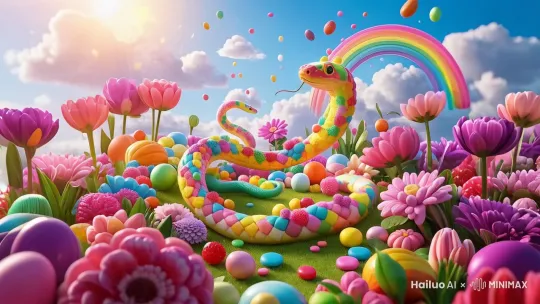 蛇满满的爬到镜头前.看看镜头.腾空而起 by Hailuo AI Video Generator