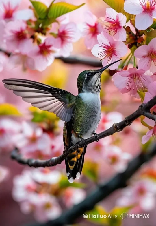 小鸟煽动翅膀。 by Hailuo AI Video Generator