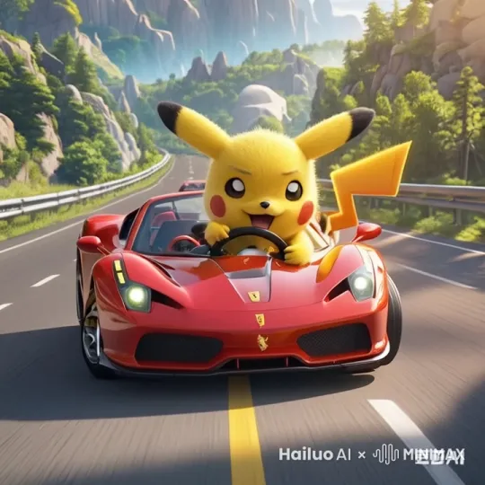 法拉利向前飞奔，然后刹车 by Hailuo AI Video Generator