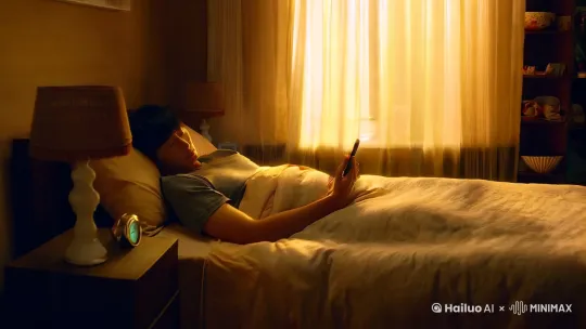 场景 1：早晨的卧室

镜头 1：全景

描述：阳光透过窗帘洒在李明的脸上，他躺在床上。
动作：李明翻了个身，伸手摸索手机。
音效：轻柔的背景音乐，手机闹钟响起。
对白：无

镜头 2：中景

描述：李明睁开眼睛，看到手机屏幕上的时间。
动作：李明伸手关掉闹钟，坐起来。
音效：闹钟停止。
对白：无
场景 2：厨房

镜头 3：全景

描述：李明走进厨房，打开冰箱。
动作：李明看到冰箱里空空如也，皱了皱眉。
音效：冰箱门打开的声音。
对白：无

镜头 4：中景

描述：李明叹了口气，决定去便利店。
动作：李明拿起钱包和钥匙，走出家门。
音效：脚步声，关门声。
对白：李明（自言自语）："看来得去趟便利店了。"
场景 3：便利店

镜头 5：全景

描述：李明走进便利店，环顾四周。
动作：李明走向货架，拿起面包和牛奶。
音效：店内的背景音乐。
对白：无

镜头 6：中景

描述：李明走向收银台，看到一个奇怪的老人。
动作：老人站在杂志架前翻看杂志，李明瞥了他一眼。
音效：翻杂志的声音。
对白：无

镜头 7：特写

描述：老人突然抬头，看向李明。
动作：老人微微一笑，递给李明一块怀表。
音效：无
对白：
老人："年轻人，你最近有没有遇到什么奇怪的事情？"
李明："没有啊，怎么了？"

镜头 8：中景

描述：李明接过怀表，疑惑地看着老人。
动作：老人转身离开，李明站在原地。
音效：无
对白：
老人："拿着它，你会用得上的。"
李明："这是……？"
场景 4：回到家中

镜头 9：全景

描述：李明回到家中，把怀表放在桌上。
动作：李明坐在沙发上，盯着怀表。
音效：无
对白：无

镜头 10：特写

描述：怀表的指针开始快速转动。
动作：李明吓了一跳，把怀表扔到桌上。
音效：怀表指针转动的声音。
对白：无

镜头 11：中景

描述：墙上出现一道裂缝，逐渐形成黑洞。
动作：李明被吸入黑洞，消失在房间里。
音效：强烈的风声。
对白：无 by Hailuo AI Video Generator