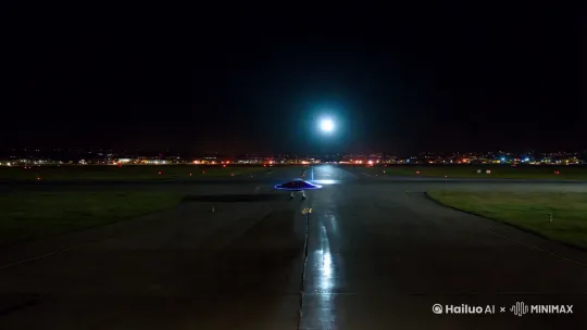 星际访客降临
 
在夜幕笼罩的机场，清冷的月光洒在停机坪上，几束强光从探照灯中射出，将这片空旷之地照得亮如白昼，光影交织，营造出一种神秘而庄重的氛围。四周的跑道指示灯闪烁着微弱光芒，与远处城市的灯火阑珊相互映衬，仿佛在等待着一场未知的邂逅。
 
突然，一阵低沉的轰鸣声打破了夜晚的宁静。一架巨大的飞碟缓缓降落在机场中央，它的表面散发着金属的光泽，在灯光的映照下，反射出五彩斑斓的光晕，好似来自宇宙深处的神秘使者。
 
舱门缓缓打开，两名身材高大的外星人从飞碟中走了出来。他们的眼睛又大又圆，闪烁着奇异的光芒，仿佛蕴含着无尽的宇宙奥秘。全身银色的皮肤，在灯光下熠熠生辉，仿佛是由液态金属构成，随着他们的动作流动着神秘的光泽。
 
紧接着，一支训练有素的武装部队迅速围拢过来，他们身着黑色的制服，手持先进的武器，步伐整齐而有力，眼神中透露出警惕与敬畏。士兵们迅速在外星人周围形成了一道严密的防护圈，护送着他们前行。
 
与此同时，一群记者蜂拥而上，镁光灯闪烁不停，将外星人的身影映照得格外醒目。记者们纷纷举起相机，试图捕捉这历史性的一刻，他们的脸上洋溢着兴奋与激动，嘴里不停地呼喊着问题，现场气氛热烈而紧张。
 
外星人在武装部队的护送下，稳步走向机场的接待区域。他们的每一步都显得沉稳而自信，仿佛对周围的一切都充满了好奇与探索的欲望。而周围的人们，无论是士兵还是记者，都在默默地注视着这两位来自外星的访客，心中充满了对未知世界的遐想和期待。这场星际访客的降临，将为人类开启一段全新的探索之旅，也让这个夜晚变得更加意义非凡。 by Hailuo AI Video Generator
