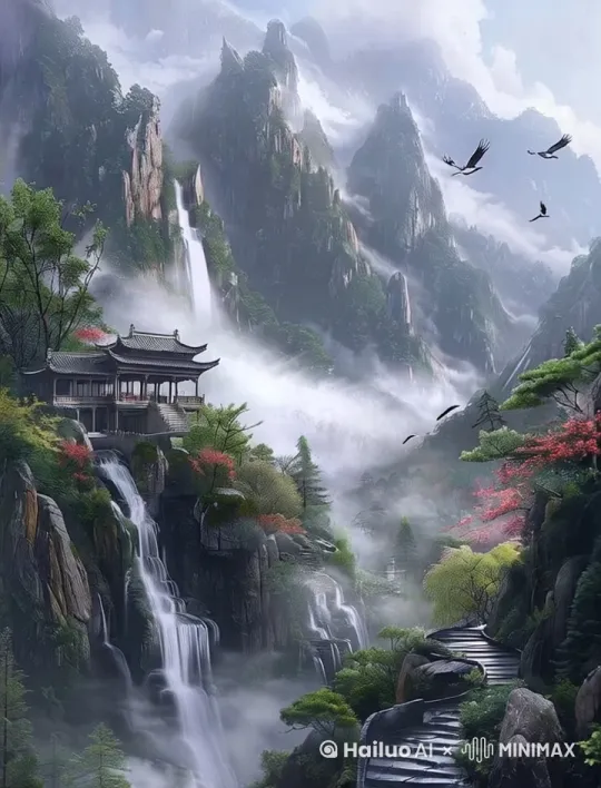 鸟飞水流 by Hailuo AI Video Generator