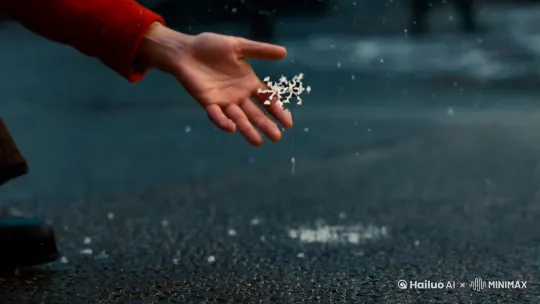一个人洒出来的尿变成了雪落在地上，然后人把雪放在手里舔干净 by Hailuo AI Video Generator