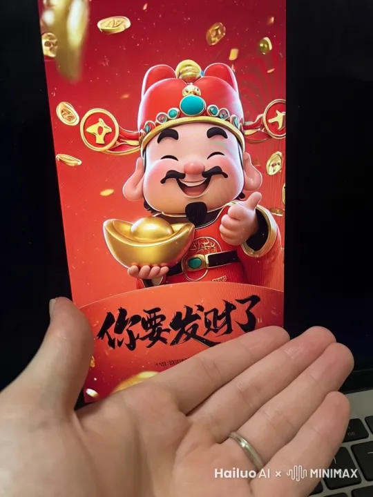 一个财神爷，正在源源不断往下面的手中撒各种金元宝和金币，持续在给，一直在给 by Hailuo AI Video Generator