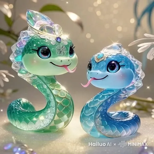 两只小蛇扭动、舞蹈、吐信子 by Hailuo AI Video Generator