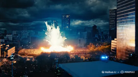 在城市里发生了一场大爆炸 by Hailuo AI Video Generator