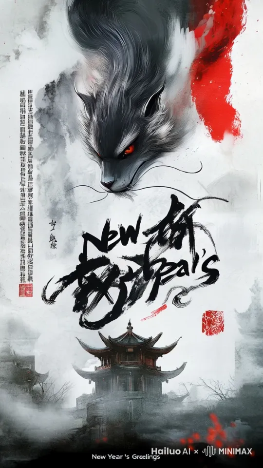 围绕主体运镜，年兽抬头，眨眼，看向镜头，胡须微微动，从上往下轻轻游动，烟雾微微飘动，优雅的动画，8k，稳定性，超高清，超级细节，高清画质，高质量， by Hailuo AI Video Generator
