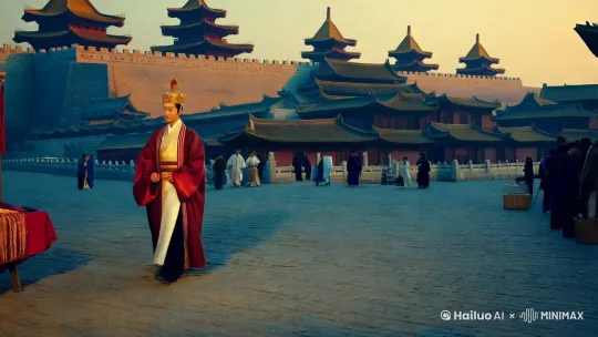 我是明朝的太子，穿越到西安这座城市游走在城市的个个景点 by Hailuo AI Video Generator