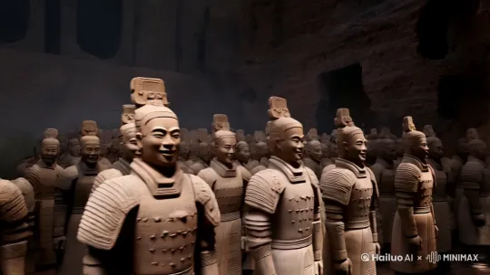 向前走的兵马俑形象威武 by Hailuo AI Video Generator