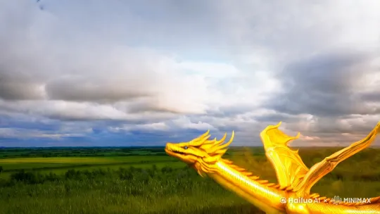 一条蛇蜕变进化成五爪金龙，腾空而起，行云布雨 by Hailuo AI Video Generator