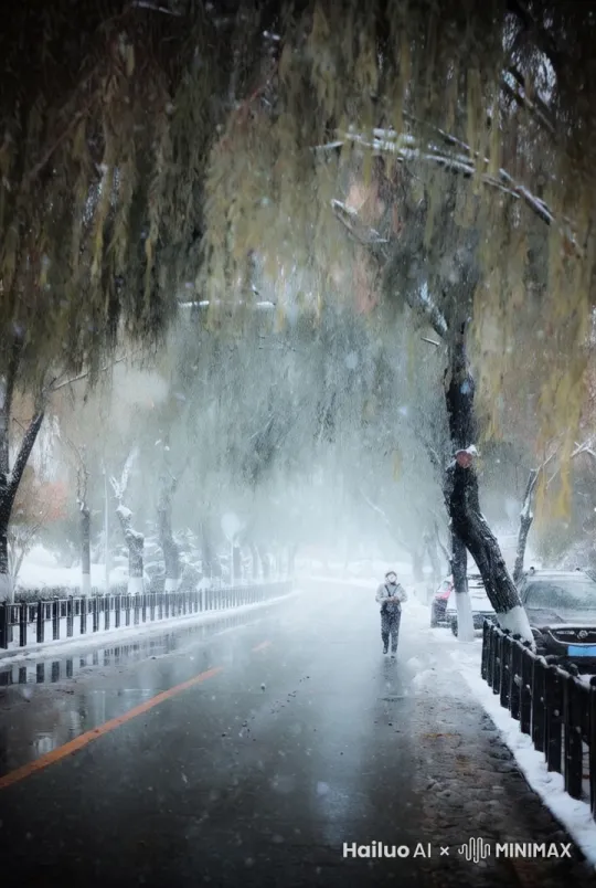 雪中行人 by Hailuo AI Video Generator