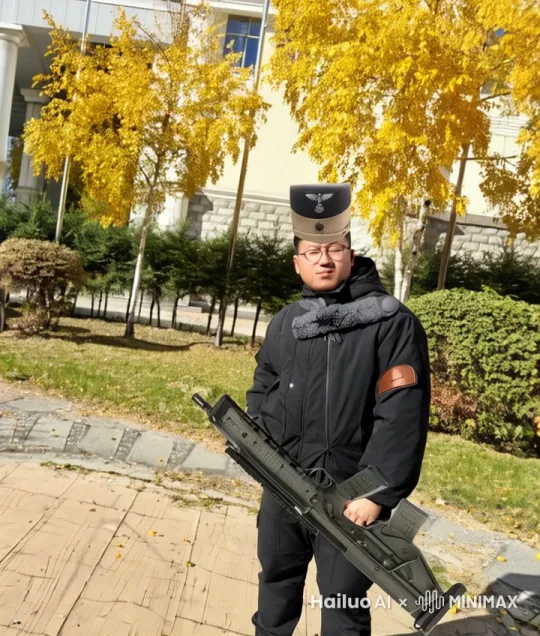 我一个人在战场激战，周围有炮弹爆炸，我端起冲锋枪不停的扫射。敌人一个个倒下。 by Hailuo AI Video Generator