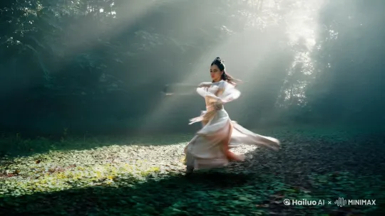 美女剑侠舞剑 by Hailuo AI Video Generator