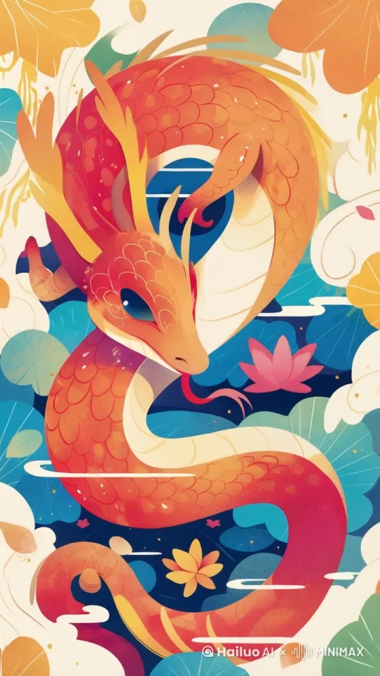 小蛇灵动可爱的舞动起来，出现节日快乐 by Hailuo AI Video Generator