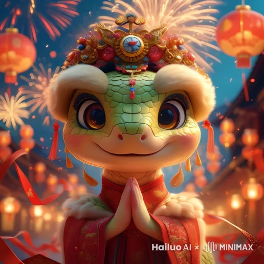 恭贺新春，拱手，开心，烟花 by Hailuo AI Video Generator